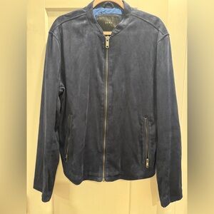 Zara men’s faux suede bomber jacket (Blue)